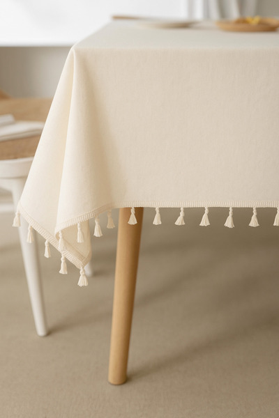 Wellstil Doku | Keten Saçaklı Masa Örtüsü