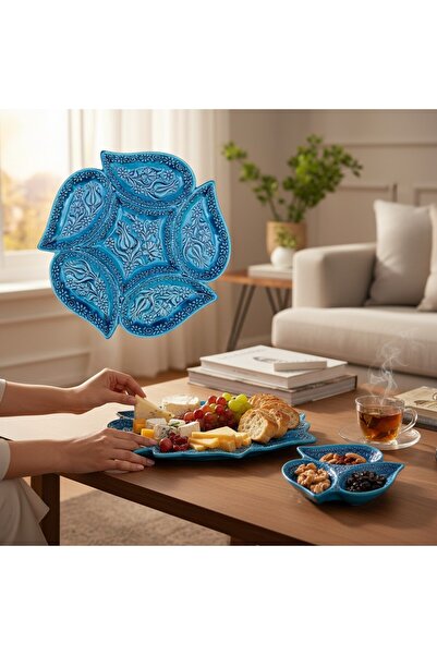 sharp&art Ceramic Snack Bowl and Breakfast Set - 3 Pieces and 6 Pieces, Embossed Pattern, 2 Different Color Options