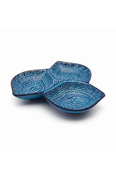 sharp&art Hand Processed Ceramic Breakfast Bowl, Biscuit Bowl, Sauce Bowl, 3 Compartments, for Practical Use, 6 Different Models