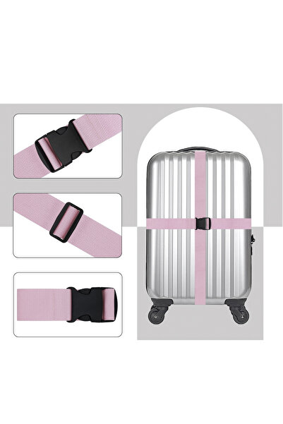 RZ RY ZAGA Valiz Kemeri Pudra Pembe Ekstra Emniyet Kilitli Tokalı Ayarlanabilir Bavul Kemeri 2 Adet 5cm X 200cm