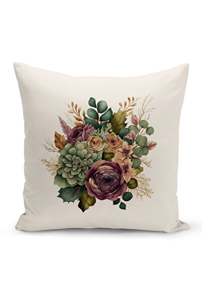 Bertille Home Flower Serisi Çift Tarafı Dijital Baskılı Kırlent Kılıfı (Cushi...