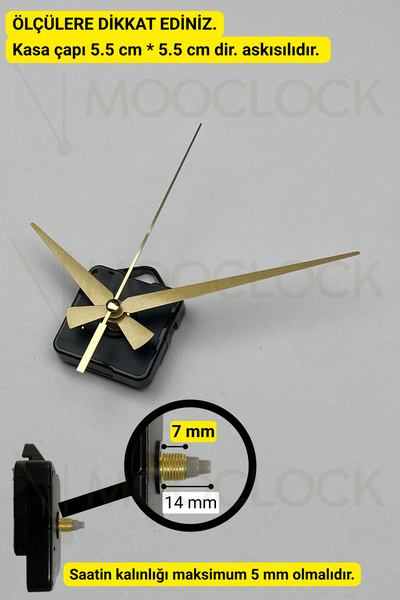 MOOCLOCK Saat Mekanizması, Akar Sessiz Duvar Saati Mekanizması, 14 Mm şaft, A...