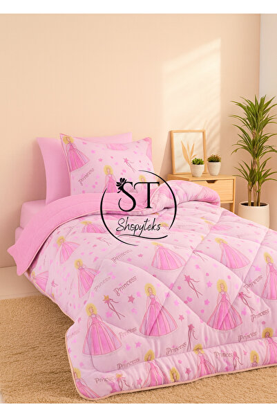 Shopyteks Single Princess Patterned Double-Sided Wellsoft Quilt (Quilt+Pillowcase)