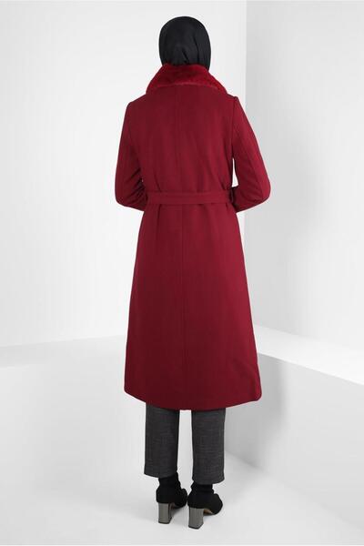 Alvina Fur Detailed Belted Coat 90414