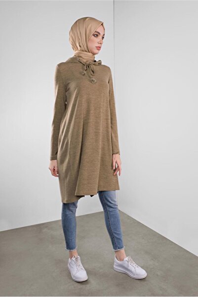 Alvina Hooded Laces Feathered Knitting Tunic 41303