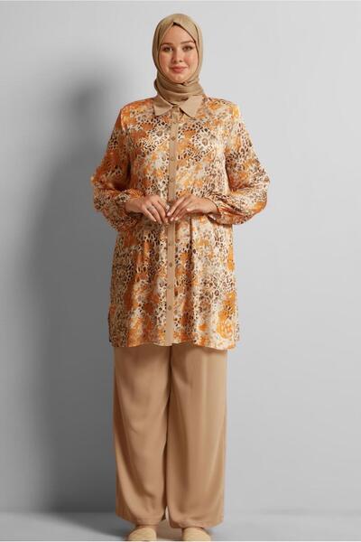 Alvina Plus Size Patterned Pants Suit 20715