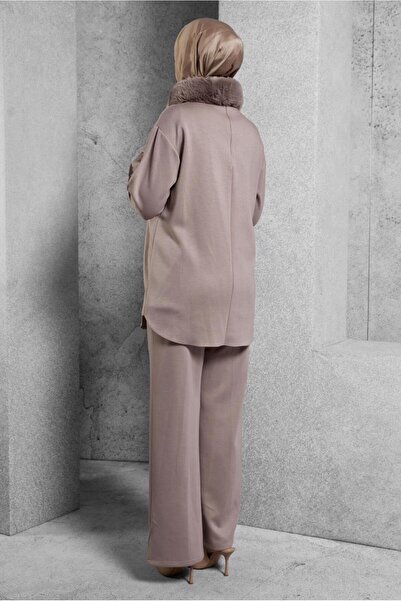 Alvina Fur Detail Pants Suit 45086