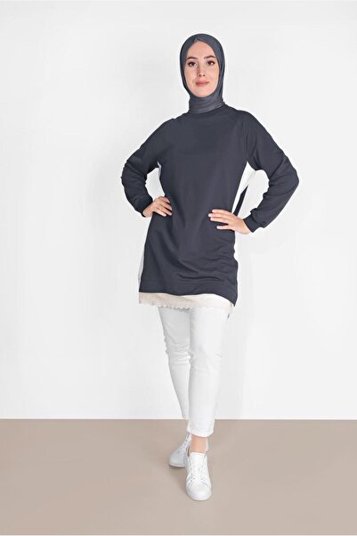 TRENDTESETTÜR Women's Gray (SMOKED) Skirt Tip Laced Piece Tunic 75025