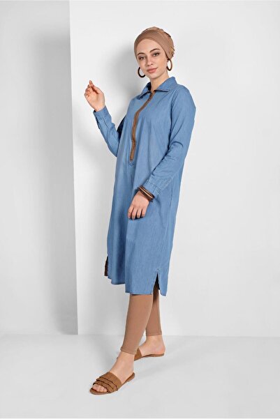 TRENDTESETTÜR Tunica de denim albastră (A. BLUE) pentru femei cu fermoar 34915