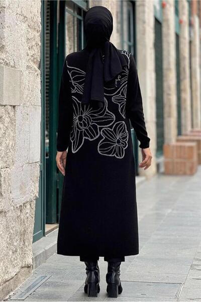 TRENDTESETTÜR Черно-сребриста дълга плетена туника - Дамска тениска 19181