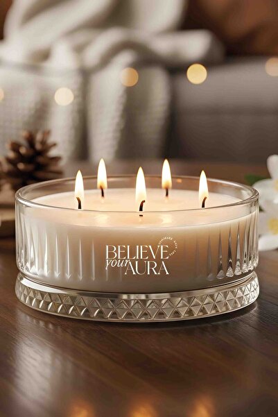 Believe Your Aura Lavanta Kokulu Kase Mum - %100 Doğal Soya Mumu Dekoratif ve...