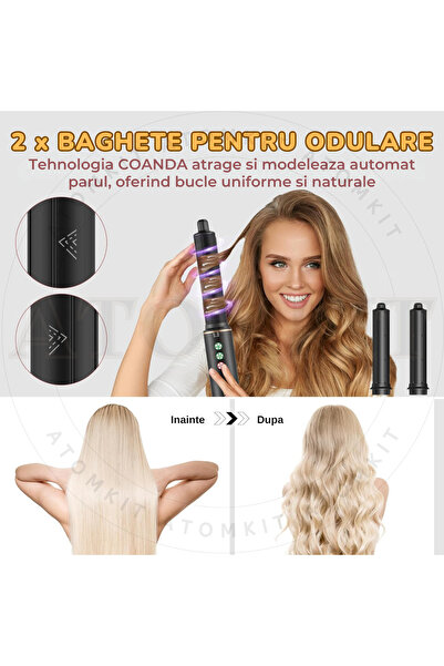 ATOMKIT Uscator de Par Profesional 5 in 1, Multifunctional, 320 milioane Ioni Negativi, 1400 W, Efect Coanda