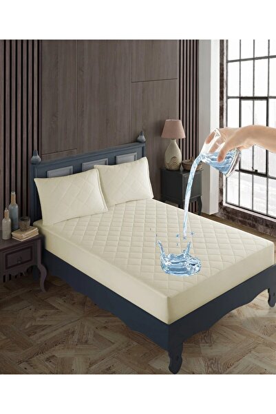 sevilya 100% Cotton Quilted Liquid Proof Beige Colored Mattress Protector Mattress Protector Mattress Sheet