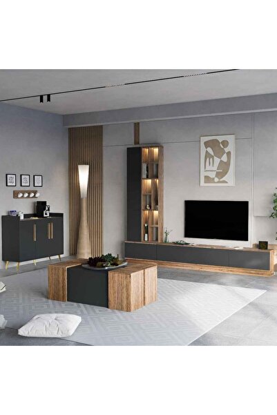 Stylish Home طقم طاولات من 11 قطعة بني ورمادي - SH61