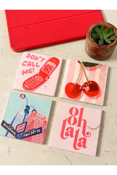 arslart قاعدة أكواب من الحجر الطبيعي بنمط فن البوب، للاستخدام المنزلي والمكتب...