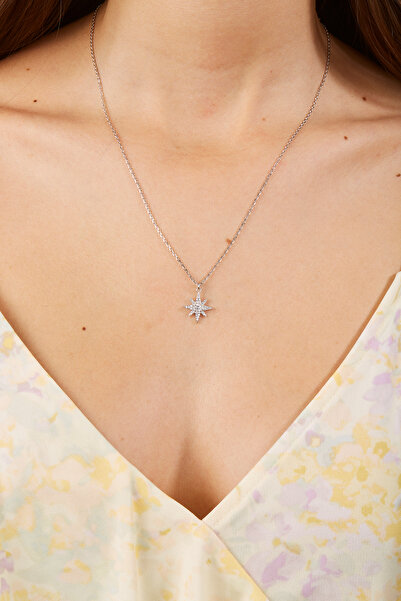 Joy of Jade Carmen Kutup Yıldızı Kolye 1 Mikron Rodyum Kaplama (925 A.GÜMÜŞ ÜZERİNE) Zirkonyum