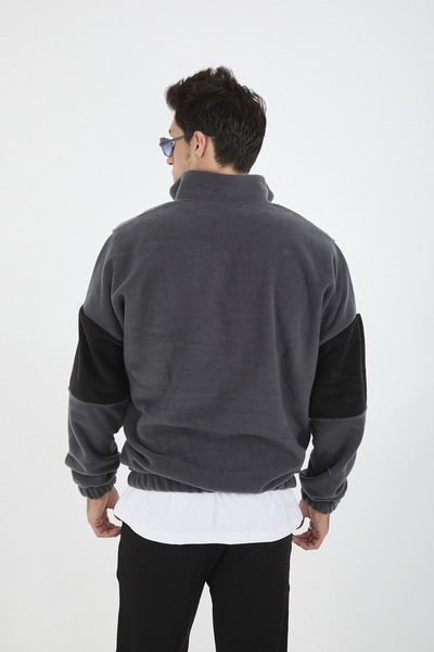 JR Boutique Erkek Yarım Fermuarlı Polar Sweatshirt Önden Cepli