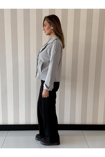 ELSEBUTİKTR Short Oversize Cashmere Double-Breasted Coat Jacket Women's Coat