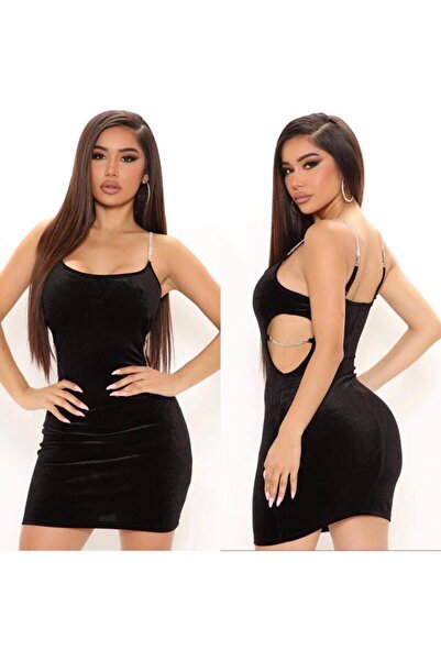 LAST POINT LİFE Μίνι φόρεμα με λεπτομέρεια από υφασμάτινη αλυσίδα από βελούδο