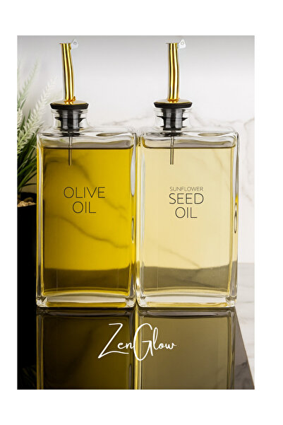 ZenGlow Cam Yağlık Şişesi Seti 2'li Damlatmaz Zeytinyağı Ayçiçek Yağı Mutfak ...