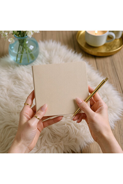 Fark Tanıtım Unlined Notepad – Pu Leather Notepad – 16.5X16.5 Cm, 96 Sheets (192 Pages), 90 Gr Ivory Paper