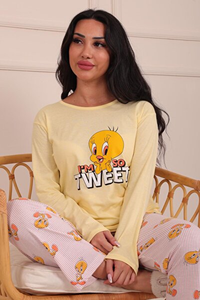 Niket Life Tweety Desenli Kısa Kol Altı Kapri Pijama Takımı