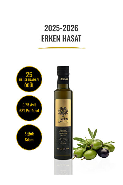 Green Amour Erken Hasat %100 Natürel Sızma Zeytinyağı Soğuk Sıkım 250 Ml
