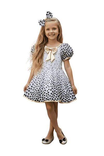 Kostüm Sarayı Чорна сукня з білим тюлем у крапочку