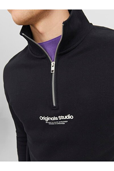 Jack & Jones Jorvesterbro Sweat Quarter Zip Hn Noos Ανδρικός ιδρώτας 12241777   Μαύρο