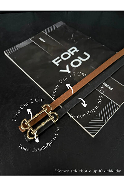 Fiori 2’li Uzun Tokalı Ince Kadın Kemeri, Ceket Kemeri, Gömlek Kemeri, Elbise...