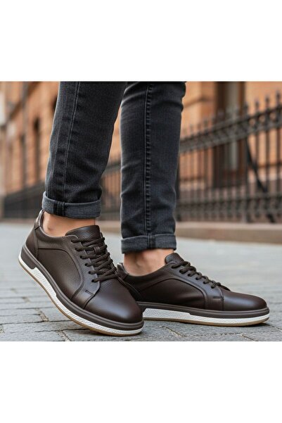 Shubuu Men's Daily Seasonal Winter Genuine Leather Shoes Non-Slip Sole Orthopedic Lace-Up