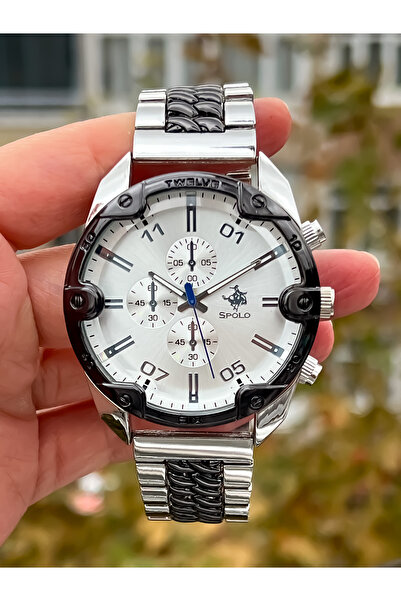 S.POLO ساعة يد رجالية من الفولاذ باللون الفضي للموسم الجديد مع سوار هدية هدية عيد الأب