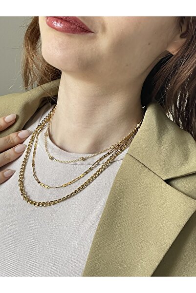 MARCİELO Accessories Kadın Altın Renk Çelik Kolye Toplu Stellar Grace Nova Üç...