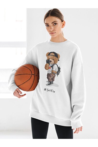 SUNFREE Φούτερ Unisex με στάμπα Selfie Teddy Bear