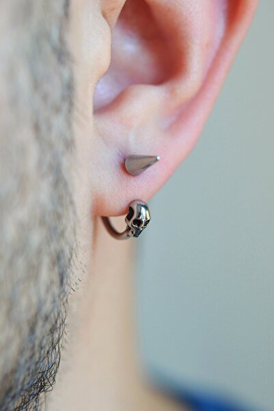 Sacce Scarves&Accessories Özel Tasarım Figürlü Gümüş Renkli Erkek Küpe