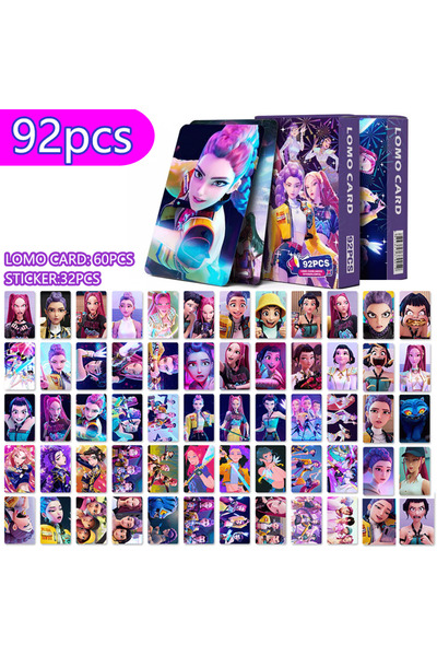 Choice 92PCS Anime K-Pop Demon Hunters Girl Group Photo Card Mini Stickers Cartoon Girls Boys Group HD ...