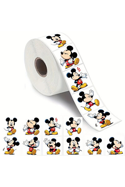 Miniso 500 قطعة 500 قطعة/لفة ملصقات ديزني أنمي ميكي ماوس اللطيفة ملصقات ختم ك...