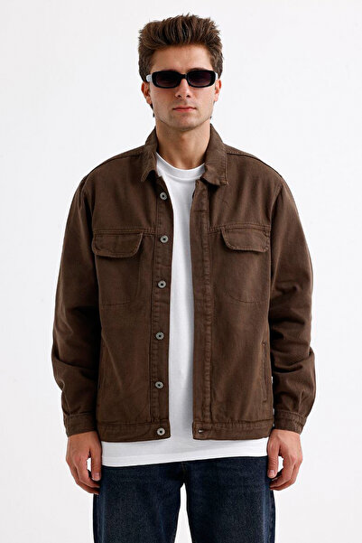 Denim Republic Men's Brown Denim Jacket Regular Fit