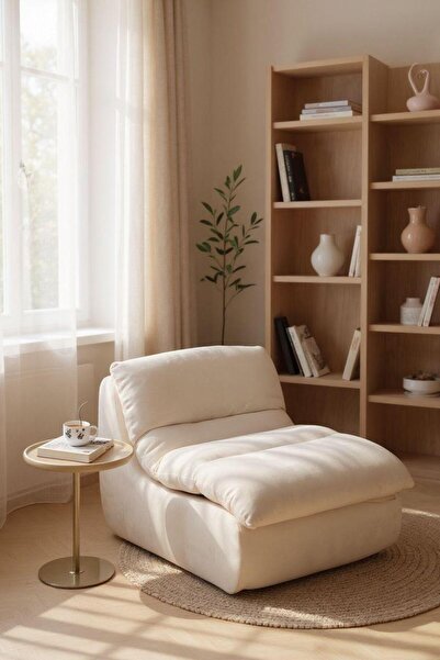 JOJO HOME Fotoliu Premium Lounge, HD Foam, L x l x h: 80 x 100 x 74 cm, Crem