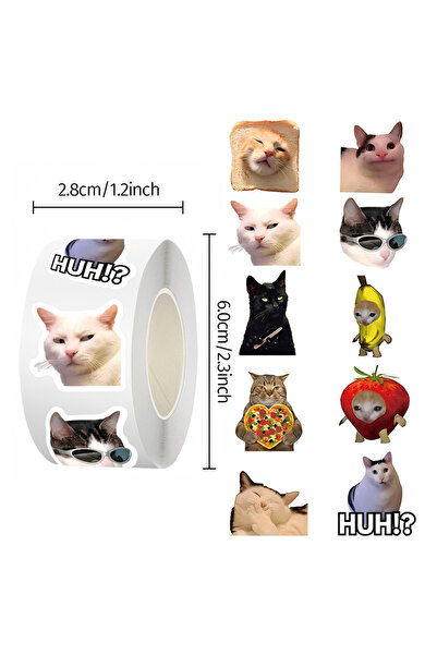 Choice 500 قطعة 500 قطعة/لفة ملصقات ميم قطة كرتونية لطيفة ملصقات ختم مضحكة لت...