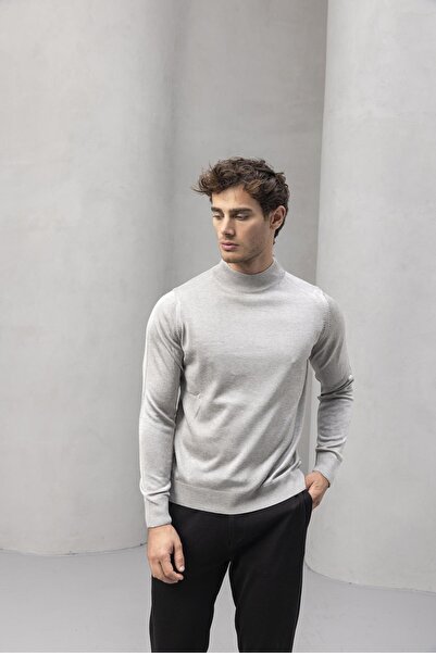 Valiberta Pulover bărbați Fincher Yarım Balıkçı Dar Kalıp - Gri deschis