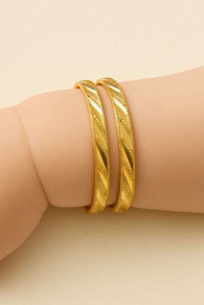 Eva Rose 2 Adet Kız Çocuk Ve Bebek Altın Kaplama Bilezik Çocuk Bilezik Kız Çocuk Bilezik