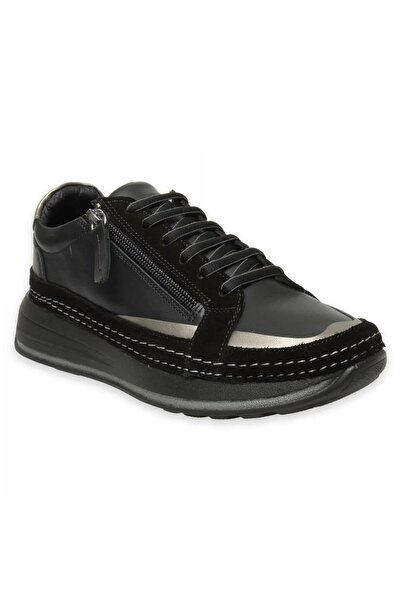 Mammamia D24Ka-320 Günlük Siyah Deri Kadın Spor Ayakkabı