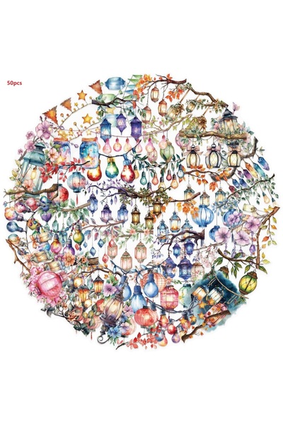 Choice 50 قطعة من ملصقات PET الشفافة الجميلة على شكل فانوس لتزيين الهاتف المح...