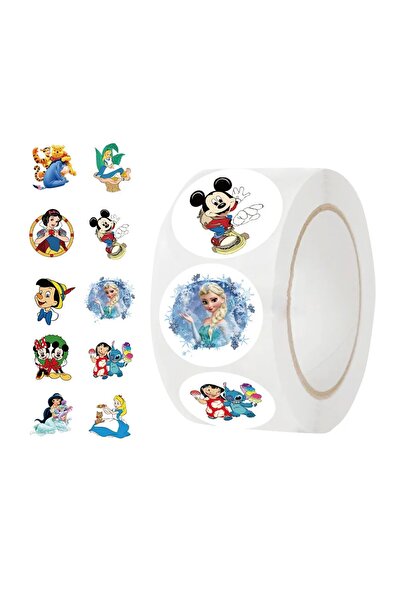 Miniso 1 لفة 500 قطعة/لفة ملصقات ديزني الكرتونية ميكي ماوس للأميرة DIY ملصقات...