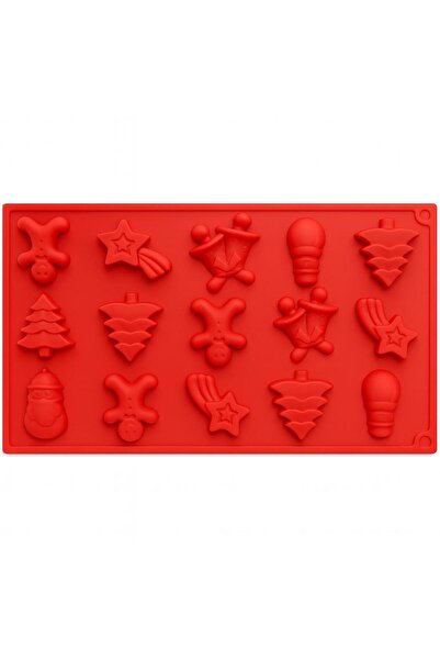 silcap silicone 15 Gözlü Yeni Yıl Konseptli Kurabiye Kalıbı