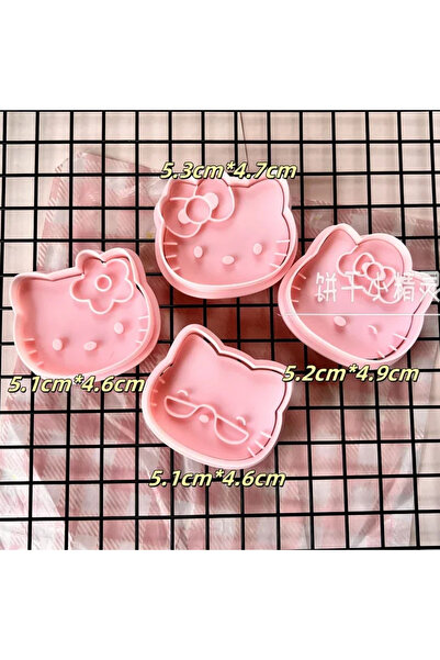 Miniso A set 4pcs Kawaii Pink Hello Kitty Baking Mold Set Japanese Cartoon Cute Sunglasses Flowers food gra