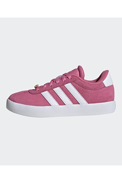 adidas VL Court 3.0 Lace Up Closure Suede Shoes - Dark Pink