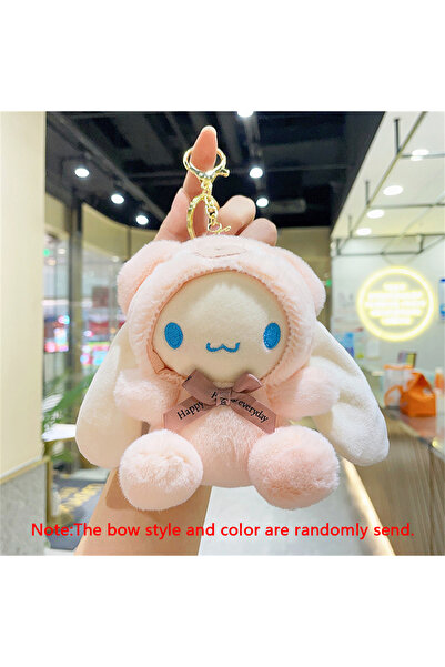 Miniso 1Pcs-Cinnamoroll Sanrio Plush Cinnamoroll Keychain Cute Melody Figure Dolls Keyring Schoolbag Access