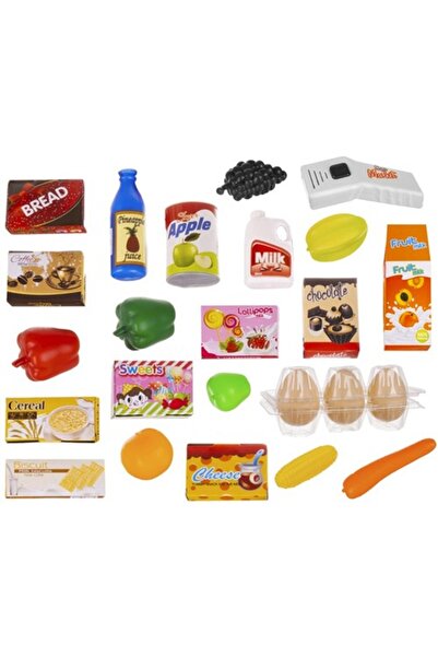 ISO TRADE Supermarket copii deluxe cu casa de marcat,carucior si 24 accesorii, lumina si sunet + Baterii bonus